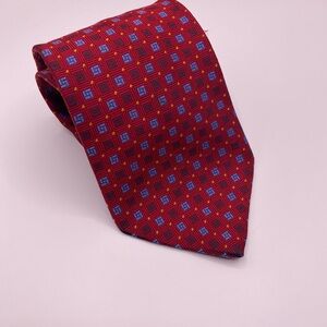 Brooks Brothers Geometric Red and Blue Tie